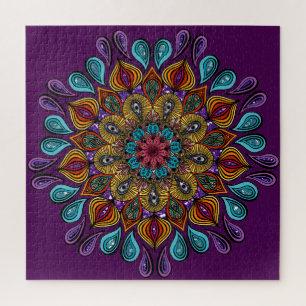 Farbenfrohe Moderne Mandala Trippy Psychedelic Hip Puzzle