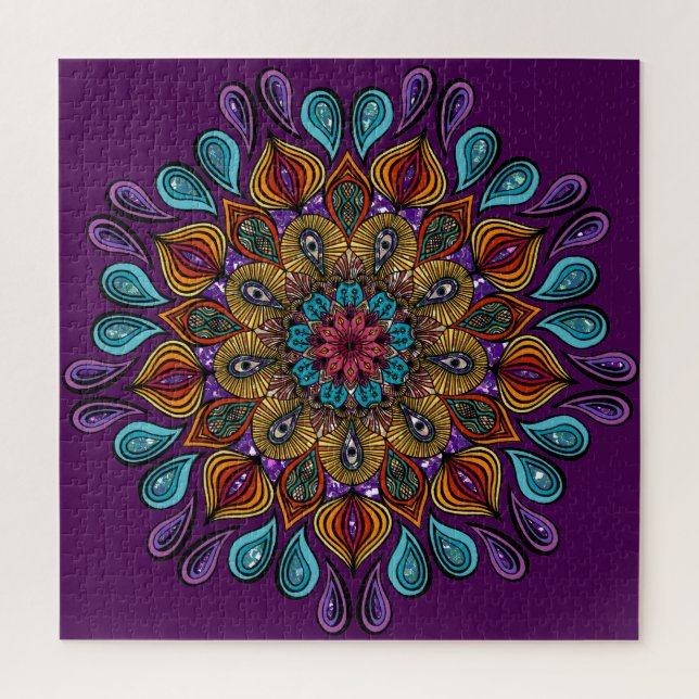 Farbenfrohe Moderne Mandala Trippy Psychedelic Hip Puzzle (Vertikal)