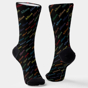 Farbenfrohe moderne Mit Monogramm Schwarze Klassik Socken