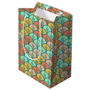 Farbenfrohe moderne moderne geometrische Fischskal Mittlere Geschenktüte