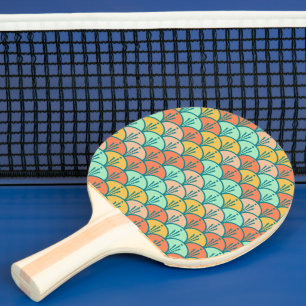 Farbenfrohe moderne moderne geometrische Fischskal Tischtennis Schläger