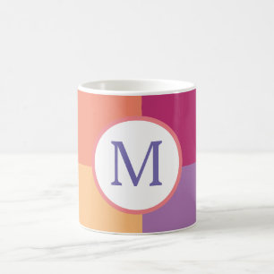 Farbenfrohe, moderne Monogramm Kaffeetasse
