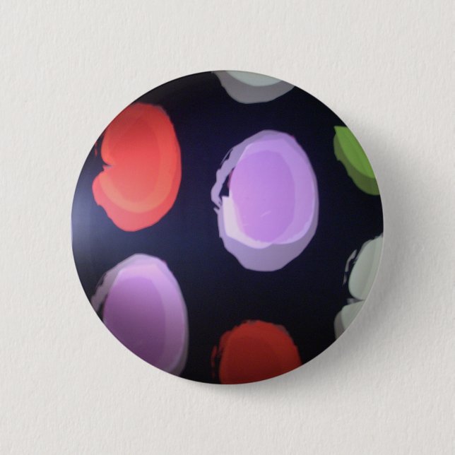 Farbenfrohe moderne Muster Polka Dot Art Printing Button (Vorderseite)
