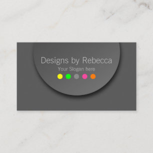 Farbenfrohe moderne Neon Polka Punkte auf Anthrazi Visitenkarte