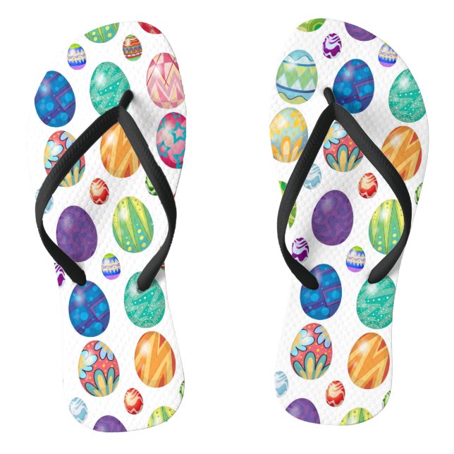 Farbenfrohe moderne Ostereier Muster | Urlaub Flip Flops (Fußbett)