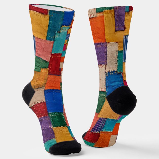 Farbenfrohe moderne Patchworkarbeit Socken (Gewinkelt)