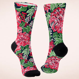 Farbenfrohe, moderne, preppy Winter Blume Weihnach Socken