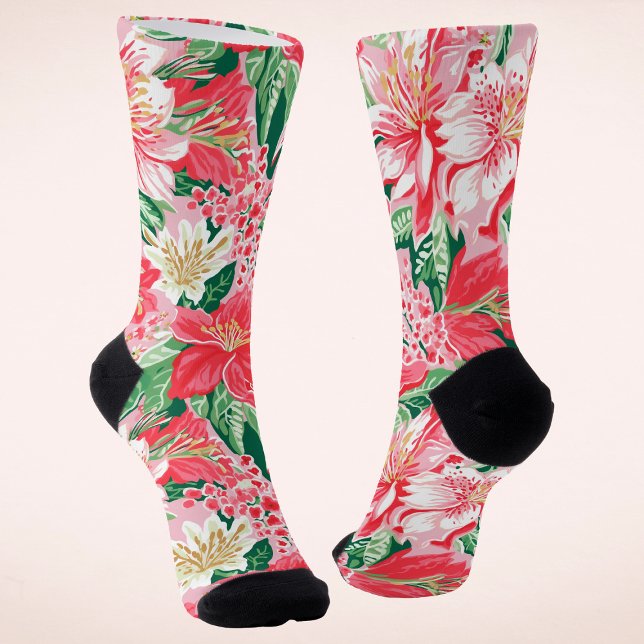 Farbenfrohe, moderne, preppy Winter Blume Weihnach Socken (Von Creator hochgeladen)