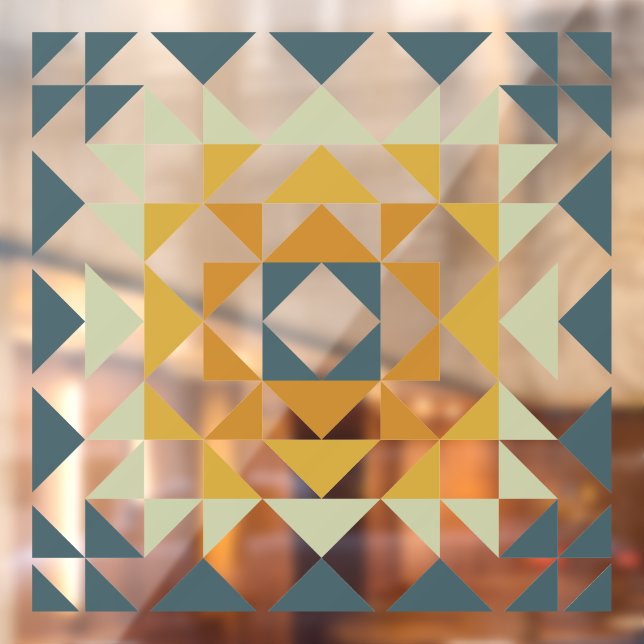 Farbenfrohe moderne Quilblock Geometric Erdnähe Aq Fensteraufkleber (Blatt 2)