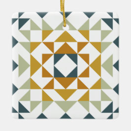 Farbenfrohe moderne Quilblock Geometric Erdnähe Aq Keramikornament