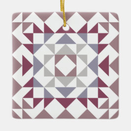 Farbenfrohe, moderne Quilt Block Geometric Burgund Keramikornament