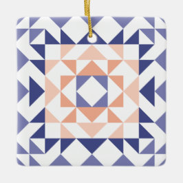 Farbenfrohe moderne Quilt Block Geometrie Lila Keramikornament