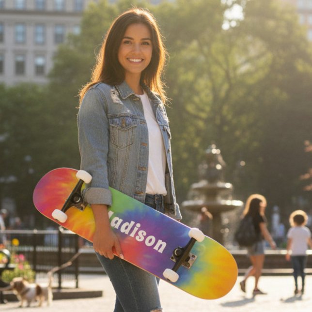 Farbenfrohe moderne Regenbogen-Gefärbte Krawatte S Skateboard (Von Creator hochgeladen)
