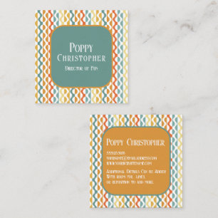 Farbenfrohe moderne Retro-Wellenmuster 9.8 Quadratische Visitenkarte