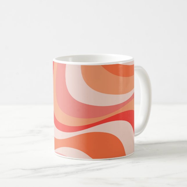 Farbenfrohe, moderne Retrowellen Kaffeetasse (VorderseiteRechts)