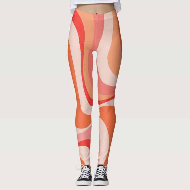 Farbenfrohe, moderne Retrowellen Leggings (Vorderseite)