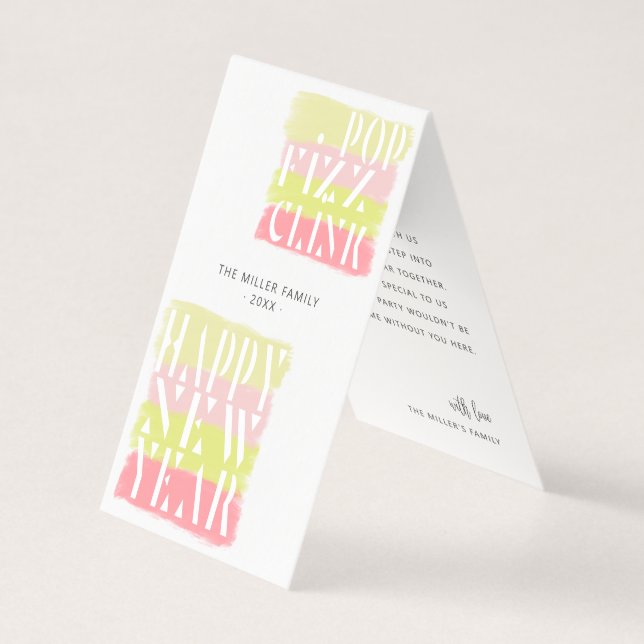 Farbenfrohe, moderne Schrift Neujahrskarte Party F (Vorderseite)