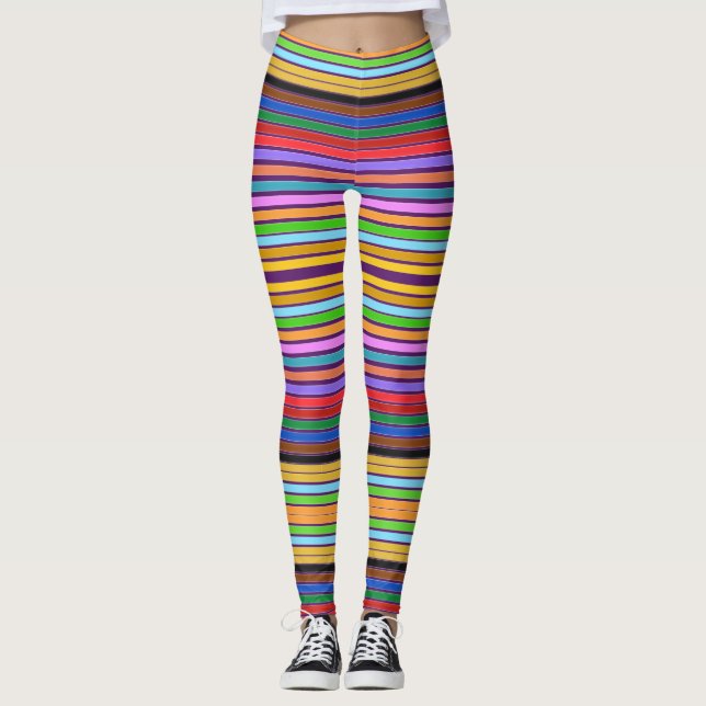 Farbenfrohe moderne Streifen Leggings (Vorderseite)