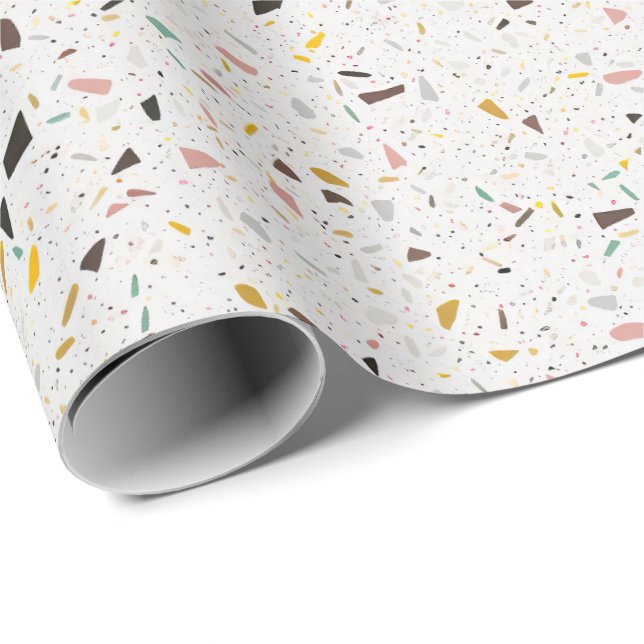 Farbenfrohe moderne Terrazzo Textur Muster Geschenkpapier (Rolleneckpunkt)