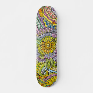 Farbenfrohe moderne, trendige Abstrakte Blumenmust Skateboard