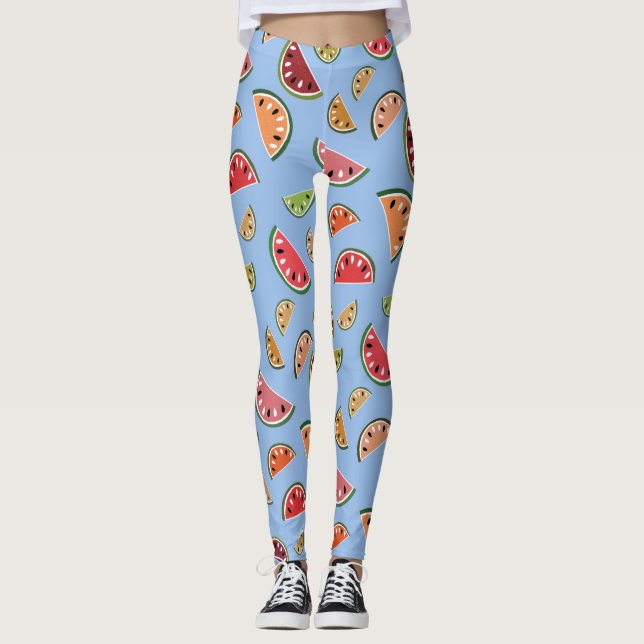 Farbenfrohe Moderne Wassermelone Muster Leggings (Vorderseite)