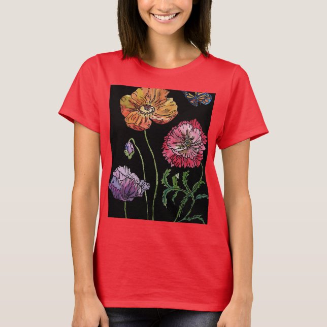 Farbenfrohe Mohnblumen T-Shirt (Vorderseite)