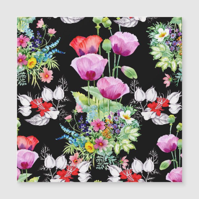 Farbenfrohe Mohnsommer-Blume Magnetkarte (Vorderseite)