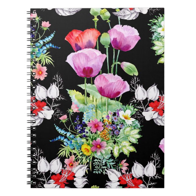 Farbenfrohe Mohnsommer-Blume Notizblock (Vorderseite)