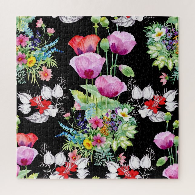 Farbenfrohe Mohnsommer-Blume Puzzle (Vertikal)