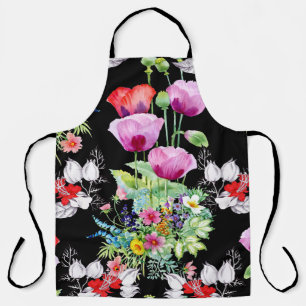 Farbenfrohe Mohnsommer-Blume Schürze