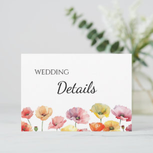 Farbenfrohe MohnwildBlume Hochzeitskarte Begleitkarte