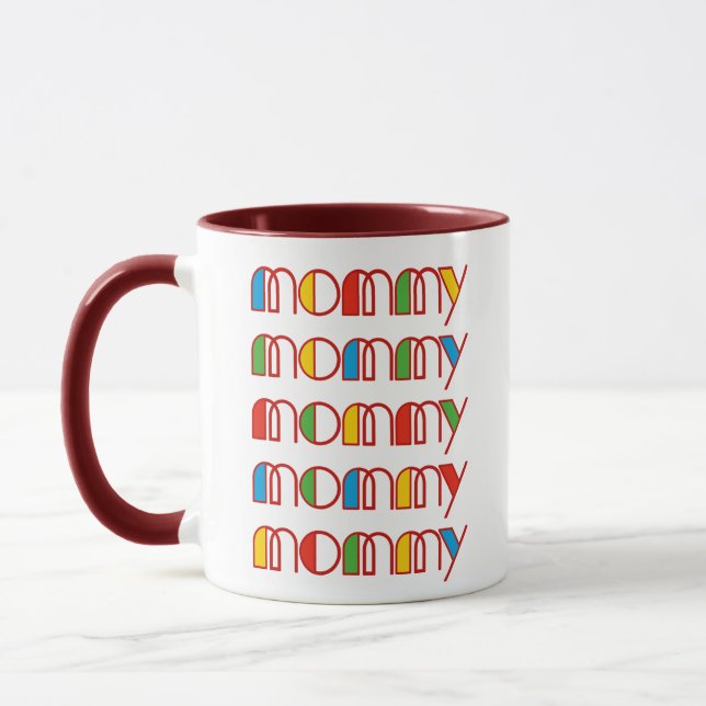Farbenfrohe Mommy Letter Print Mother's Day Gesche Tasse (Links)