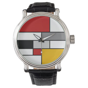 Farbenfrohe Mondrian-Inspiration Armbanduhr