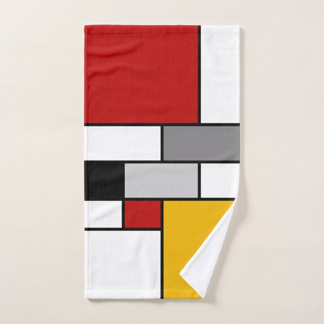 Farbenfrohe Mondrian-Inspiration Badhandtuch Set (Handtuch)