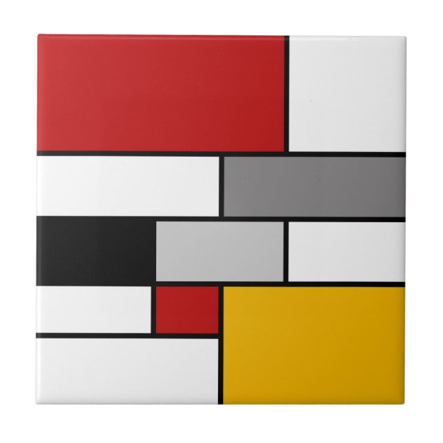 Farbenfrohe Mondrian-Inspiration Fliese (Vorderseite)