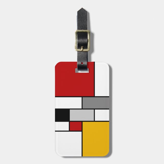 Farbenfrohe Mondrian-Inspiration Gepäckanhänger (Vorderseite vertikal)