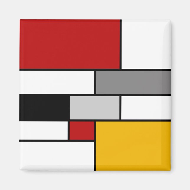 Farbenfrohe Mondrian-Inspiration Magnet (Vorne)