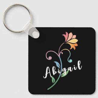 Farbenfrohe Mono Einfache Blume Schwarz Schlüsselanhänger