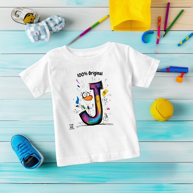 Farbenfrohe Monogram J - Spaß und benutzerdefinier Baby T-shirt (Von Creator hochgeladen)