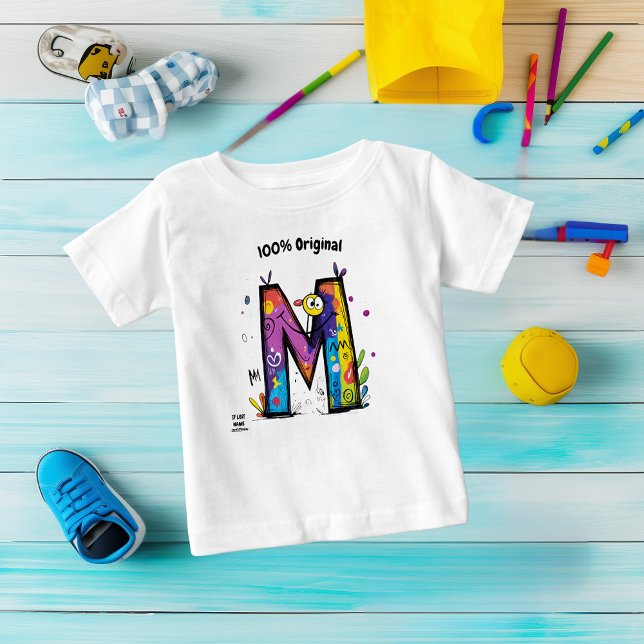 Farbenfrohe Monogram M - Spaß und benutzerdefinier Baby T-shirt (Von Creator hochgeladen)