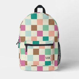 Farbenfrohe Monogramm-Karton für die Girly Checker Bedruckter Rucksack