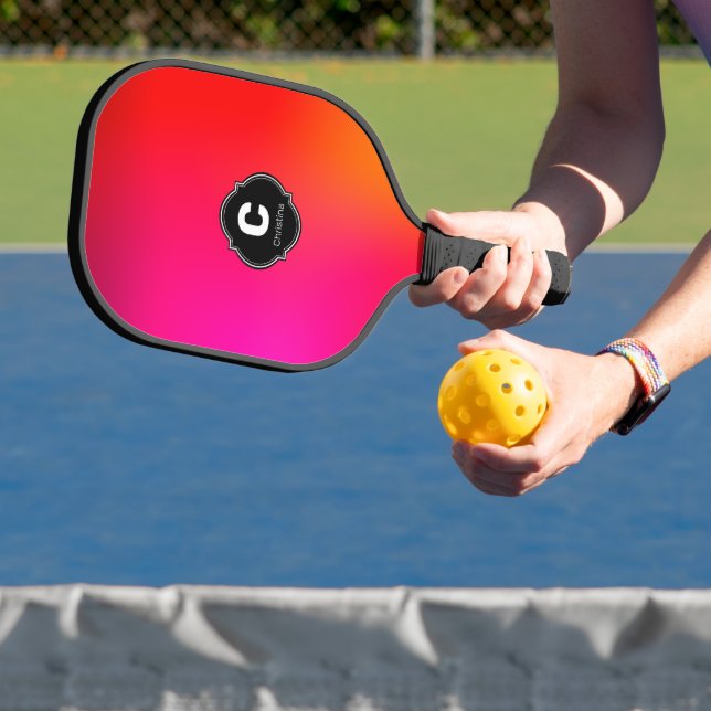 Farbenfrohe Monogramm Name Pickleball Paddel Schläger (InSitu)