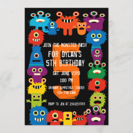 Farbenfrohe Monster-Kindergeburtstag-Party Einladu Einladung