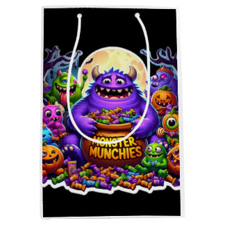Farbenfrohe Monster mit Süßem Halloween Mittlere Geschenktüte