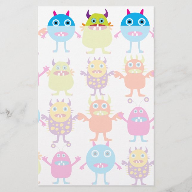 Farbenfrohe Monster-Party-Bash Briefpapier (Vorderseite)