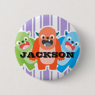 Farbenfrohe Monster Personalisierte Kinder Button