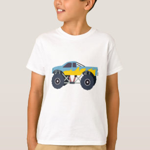 Farbenfrohe Monster Trucks Racing Kids Blue T-Shirt