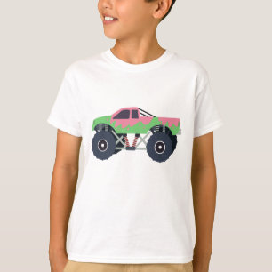 Farbenfrohe Monster Trucks Racing Kids Green T-Shirt