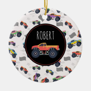 Farbenfrohe Monster Trucks Racing Kids Individuell Keramik Ornament