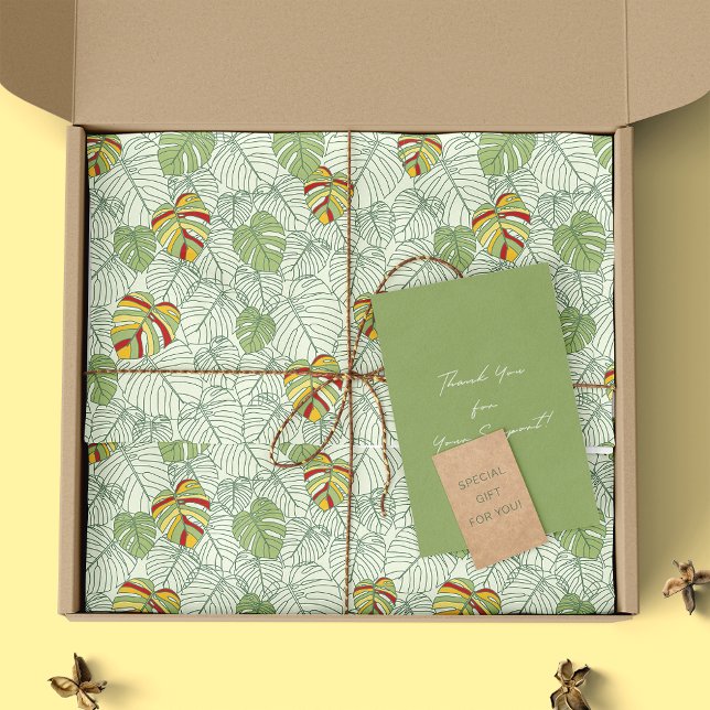 Farbenfrohe Monstera Blätter Jungle Tissue Seidenpapier (Von Creator hochgeladen)